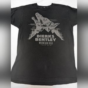 Dierks Bentley 2018 Mountain High Tour Concert Tee with locations on back Medium